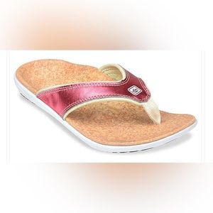 Spenco Women’s Yumi Metallic Sandal (Salmon and cork)